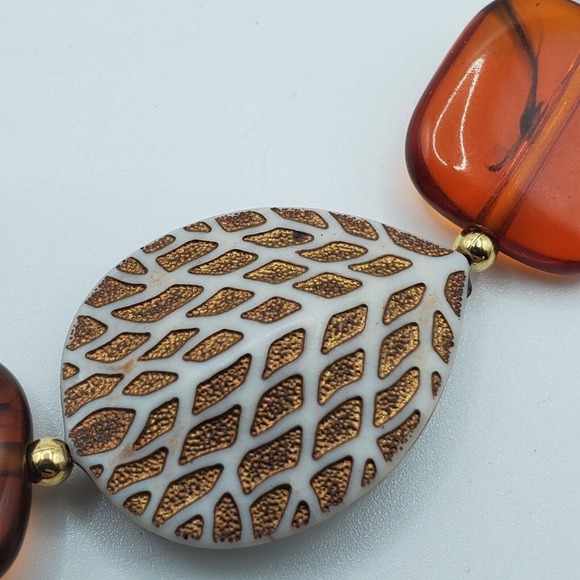 Brown Beaded Chunky Necklace Leaves Plastic‎ Autumn Womens Fashion Jewelry - Picture 3 of 10